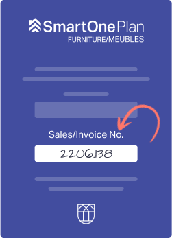 Smart one plan card with Sales / Invoice number shwocasing with orange arrow.